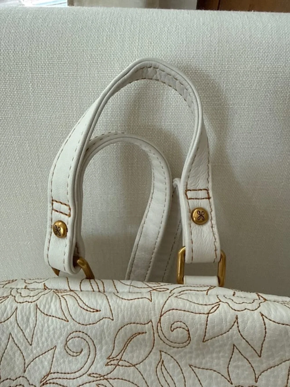 HOBO  River Cream Floral-Embroidered Backpack with Gold Accents